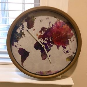 Watercolor World Map Hip Wall Clock